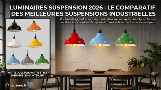 Suspension industrielle LED : guide complet meilleures lampes suspendues 2026