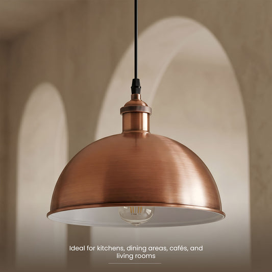 LEDSone Suspension Vintage Cuivre E27 – Plafonnier Métal Rétro 1m ~1560