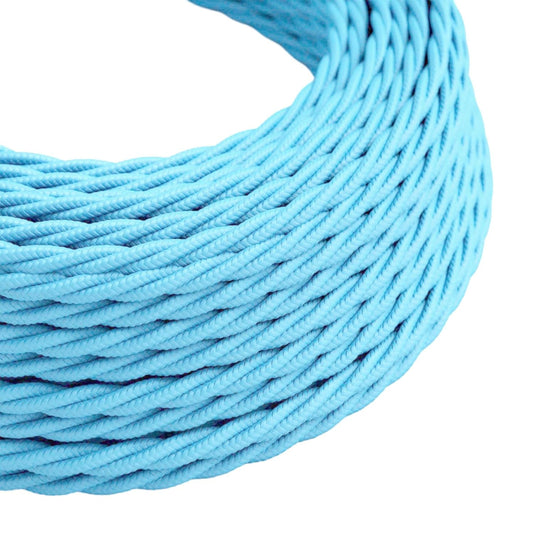 Câble électrique torsadé 3 cœurs 1M/5M/10M recouvert couleur bleu clair tissu 0,75 mm ~2092