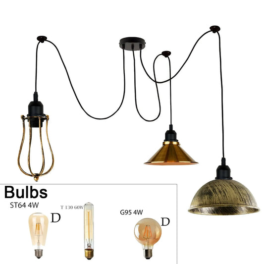 3 Kopf Araignée DIY 2m Plafond Retro Spider Lampe ~1509