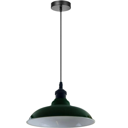 LEDSone industriel Vintage 32 cm vert pendentif rétro abat-jour en métal support E27