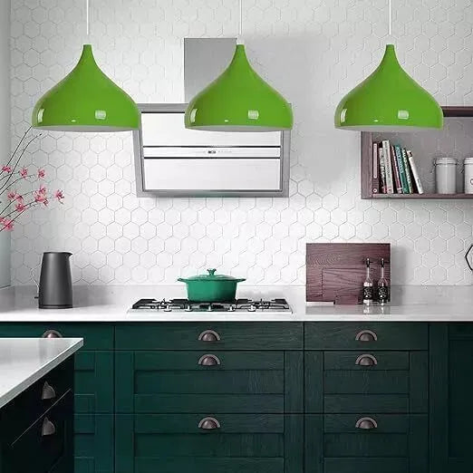 Abat-jour de plafond suspendu 31.5 cm lustre moderne, culot E27 lampe de plafond industrielle, abat-jour rétro (vert) ~1550