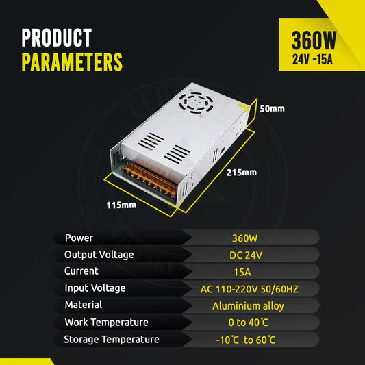 Alimentation 360w 12V régulée IP20 haute performance