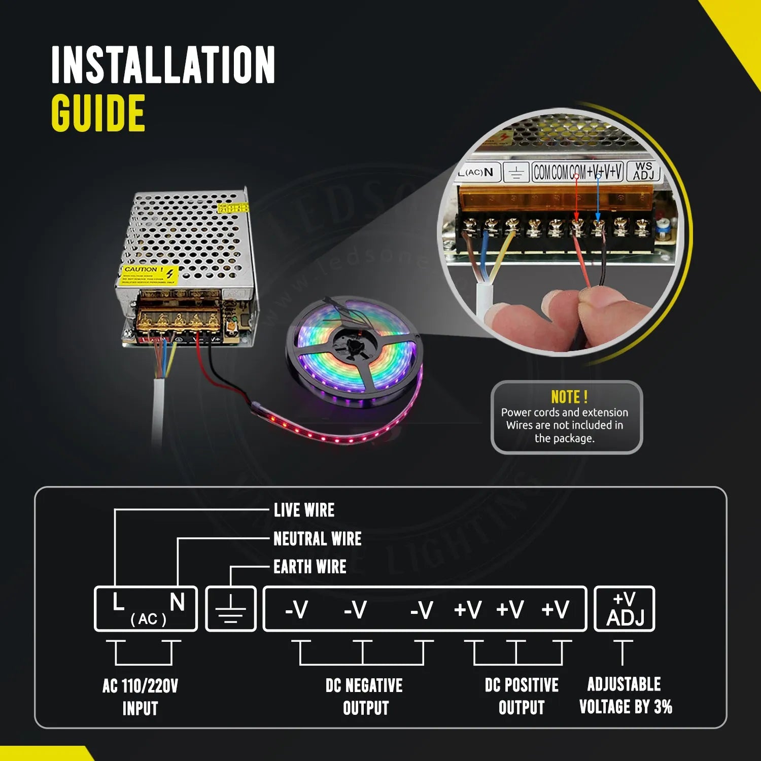 Adaptateur 220V à 12V pour éclairage LED