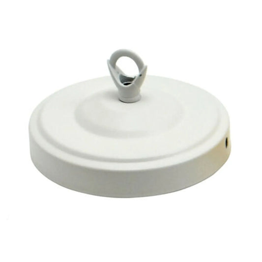 Rosace de plafond installée avec lustre suspendu