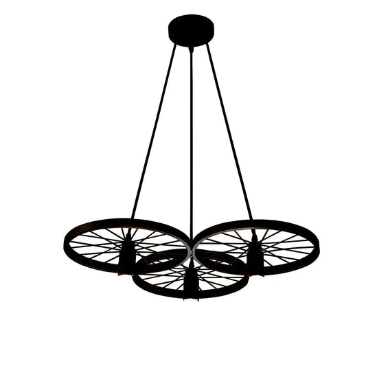 plafonnier industriel 3 lampes
lustre roue de chariot
lampe suspendue vintage
e27 ampoule