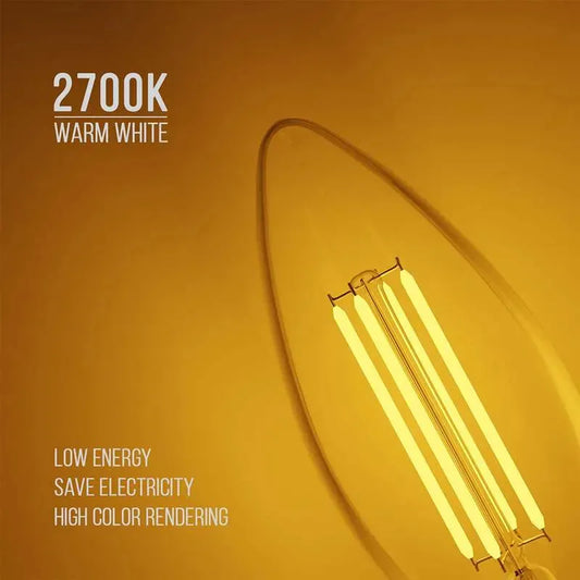 Ampoule LED bougie filament B22 blanc chaud