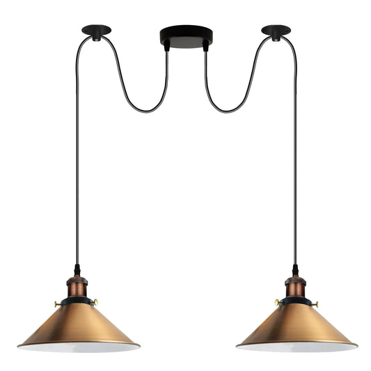 Suspension suspension plafonnier industriel rétro E27 laiton jaune 2 voies ~1626