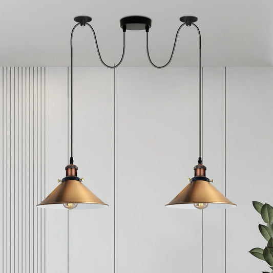 Suspension suspension plafonnier industriel rétro E27 laiton jaune 2 voies ~1626