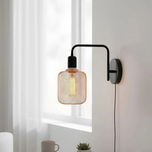 Ampoule LED E27 5W cylindrique spirale décorative métallique avec cage ~1675