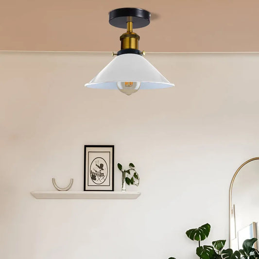 Plafonnier style industriel vintage cône abat jour | E27 ~1690