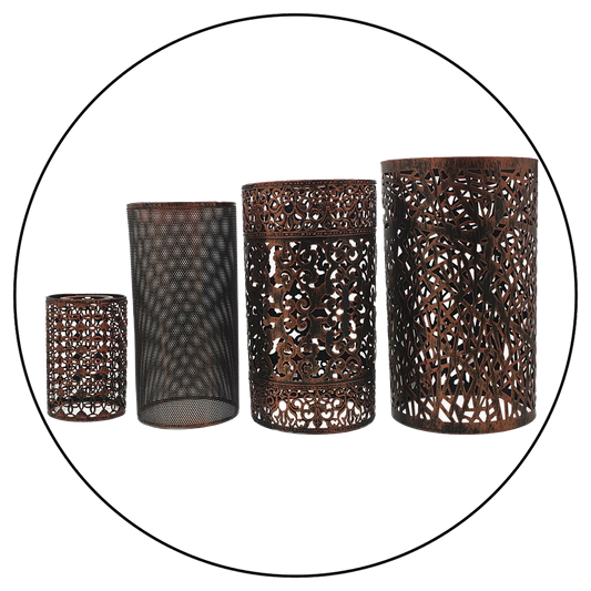 Abat-jour rouge rustique 4 types faciles à installer cage lumineuse moderne en métal ~1763