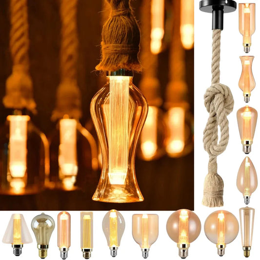 lampe vintage unique en corde E27
