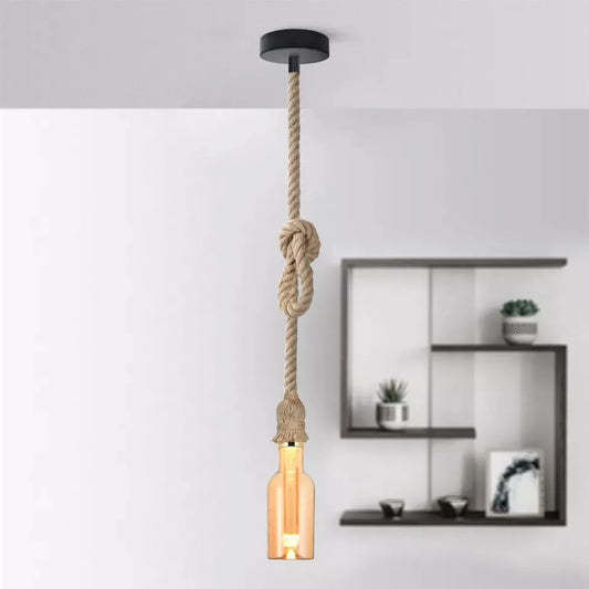 LEDSone Suspension corde de chanvre vintage E27 décoration pour le salon ~1787