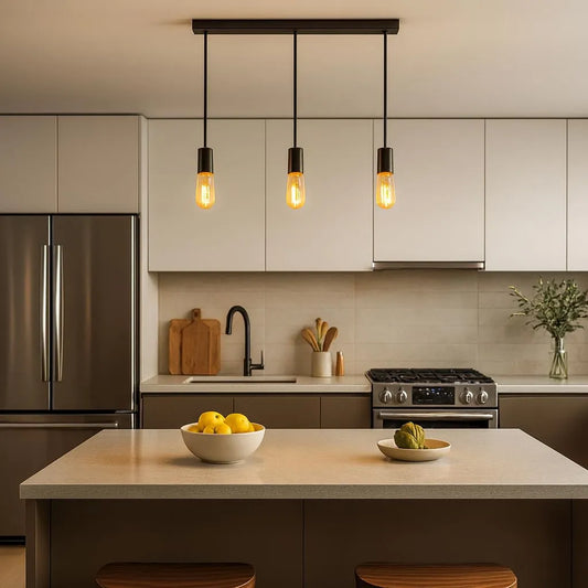 Suspension plafond court 3 lumières E27 ~1888