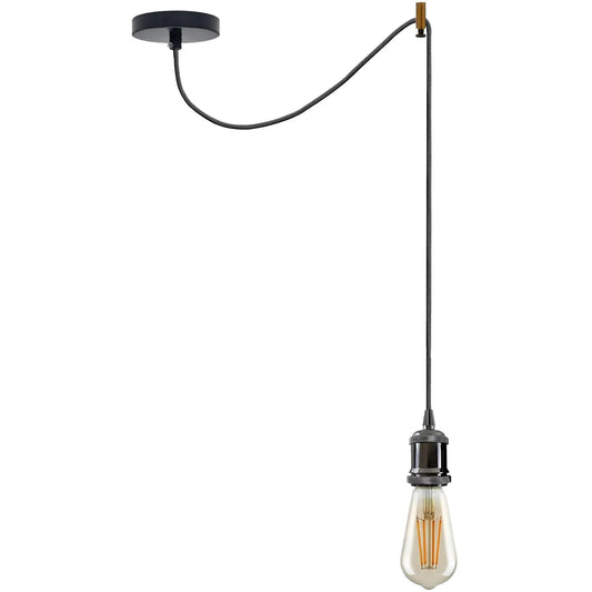 Plafonnier style industriel noir brillant - Vue rapprochée des matériaux haute qualité