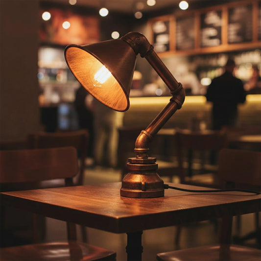 LEDSone Lampe de table industrielle Steampunk - Design tuyau d'eau (E27) ~1957