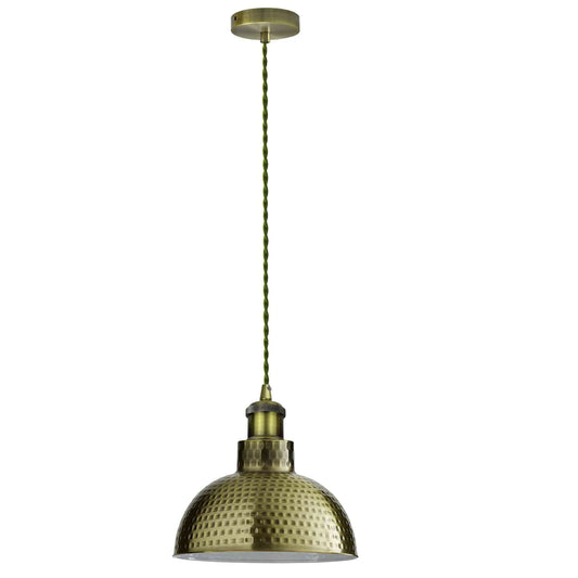 LEDSone Suspension vintage en laiton vert E27 suspension martelée table à manger ~2164