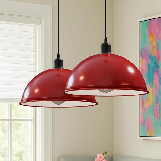 LEDSone Suspension Luminaire Cuisine Rétro en Métal Dôme 40 cm ~2183