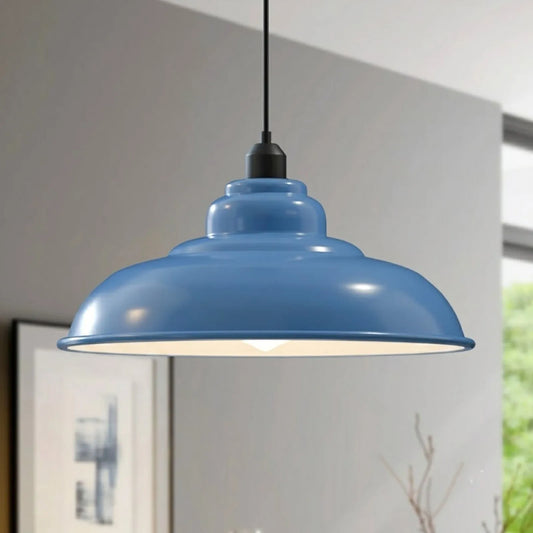 Suspension industrielle bleu Ø32cm - vue d'ensemble