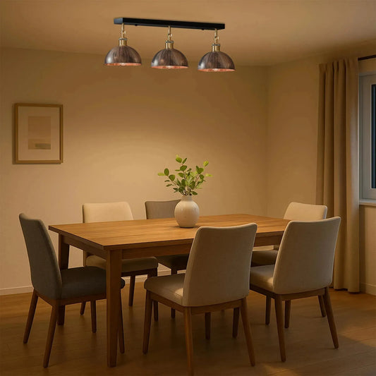 Plafonnier semi-encastré 3 lumières en métal cuivre brossé