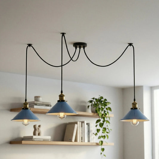 LEDSone Suspension 3 araignées fondues E27 métal 2m ~2253