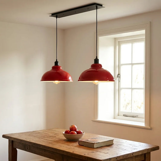 Suspension à deux lampes pour table à manger – suspension vintage sur rail | Ø 40 cm | E27~2270