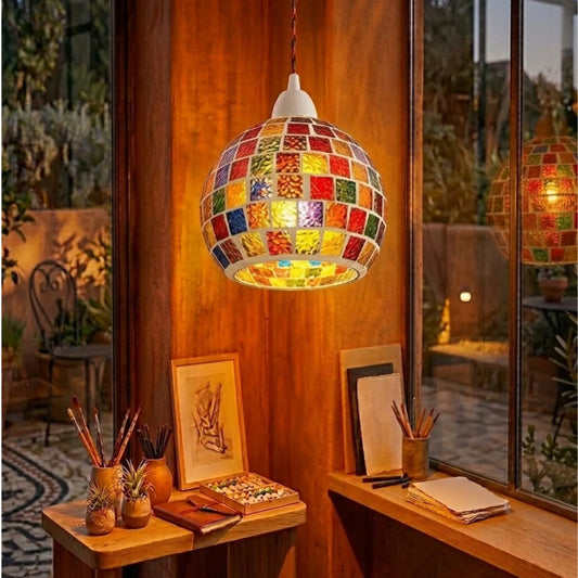 LEDSone Abat-jour en verre mosaïque Tiffany fait main abat-jour de rechange E27/B22 ~2295