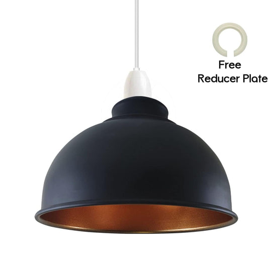 Abat-jour 21cm Rétro en Métal Noir et Or – Style Vintage Industriel pour Cuisine et Salon ~1836