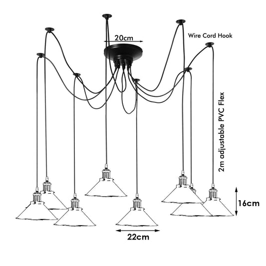 2m Spider-suspension 8 lumières avec abat jour
