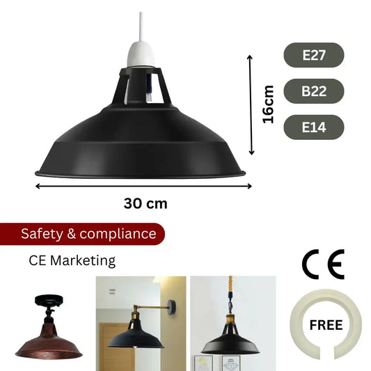 Image de taille de l'abat-jour en métal vintage salon E27 B22