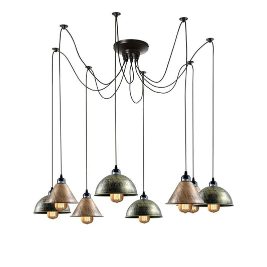 Luminaire araignée avec câbles noirs réglables de 200cm pour un style loft.