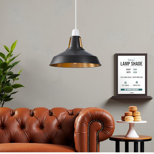 Abat-jour Industriel Dôme Courbé – Suspension Rétro Vintage en Métal ~1835