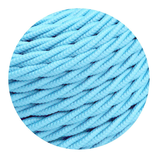Câble électrique torsadé 3 cœurs 1M/5M/10M recouvert couleur bleu clair tissu 0,75 mm ~2092