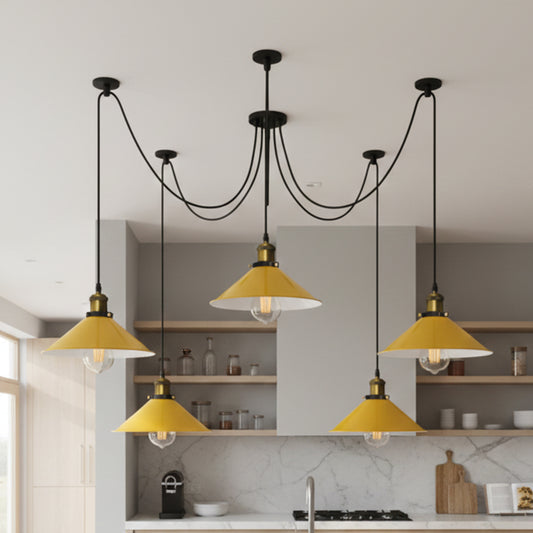 Câble réglable pendentif 5 lumières E27 avec lumière swag ~ 5126