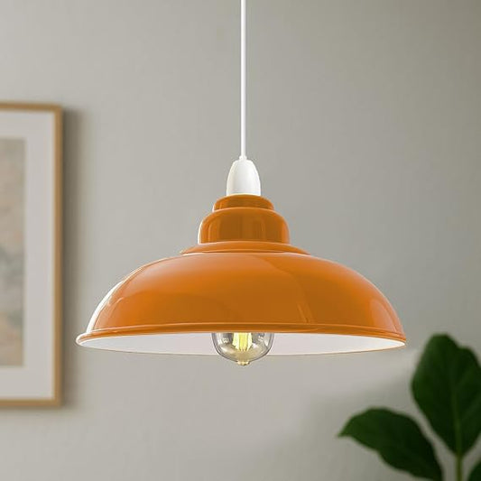 Abat-jour industriel orange – Suspension moderne 32 cm ~1991