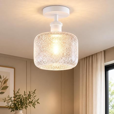 LEDSone Plafonnier Vintage Semi-Encastré E27 en Verre Dépoli ~2283