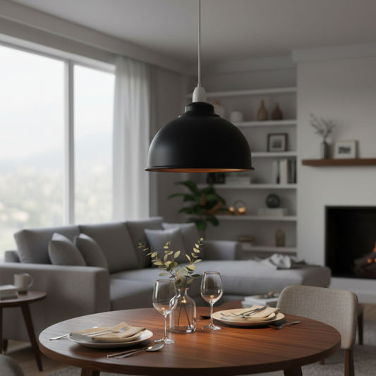 Abat-jour 21cm Rétro en Métal Noir et Or – Style Vintage Industriel pour Cuisine et Salon ~1836