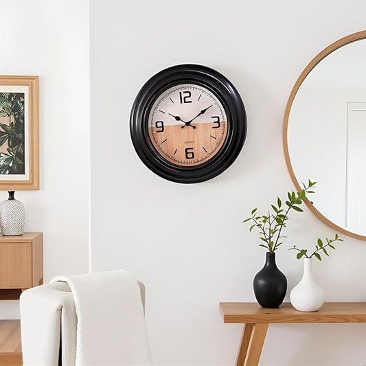 LEDSone Horloge Murale en Fer Noir avec Vitre en Plexiglass ~ 5154