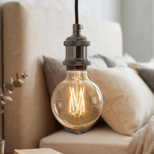Porte-lampe E27 en métal noir pour ampoules Edison vintage -2934
