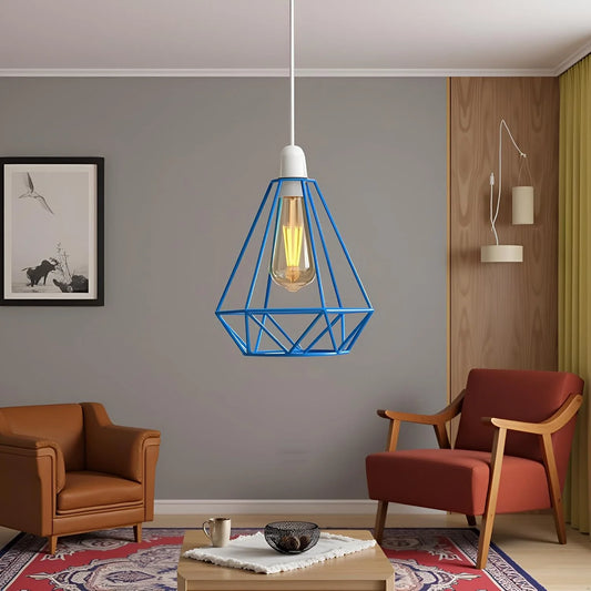 Diamond Cage Suspension Abat-jour Fil Métallique Plafonnier Luminaire ~2134