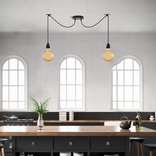 Suspension lustre suspension lampe suspension plafonnier industriel 2 têtes ~1687