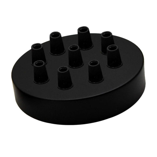 Rosace de Plafond Noire à 9 Sorties – Support Métal 120mm pour Lustre et Applique ~1834