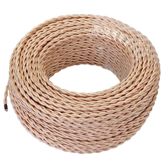 Câble électrique torsadé 3 noyaux recouvert de tissu couleur or rose 0,75 mm ~ 3063
