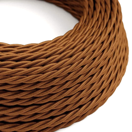 Câble électrique torsadé 1M/5M/10M 3 cœurs recouvert couleur Marron clair tissu flex 0,75 mm ~2090
