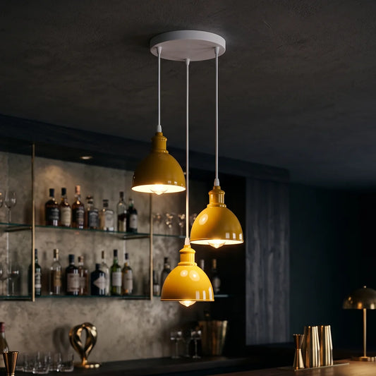 LEDSone Suspension Luminaire 3 Lampes E27 Abat-Jour Métal Câble Réglable 95cm ~2243