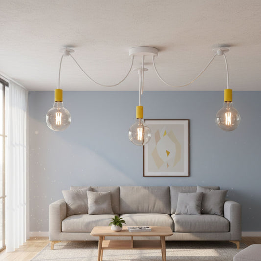 LEDSone Lustre Araignée - Suspension Vintage Ajustable Jaune ~1877