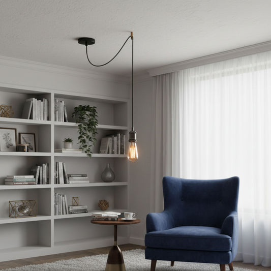 Kit de lampe suspendue E27 noir - Installation plafonnier réglable