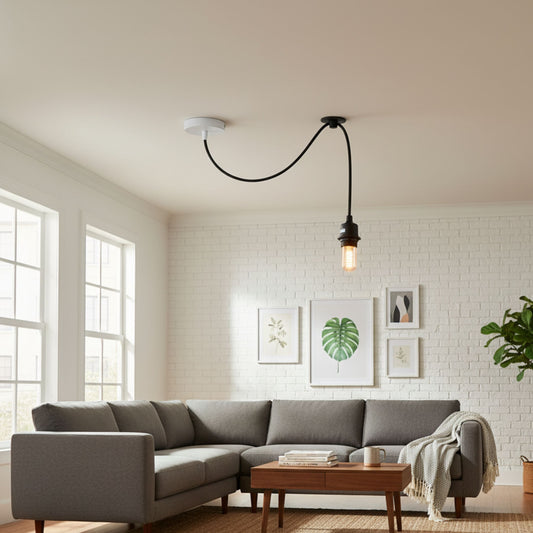 Suspension moderne en forme d'araignée noire | Douille E27 réglable ~1615