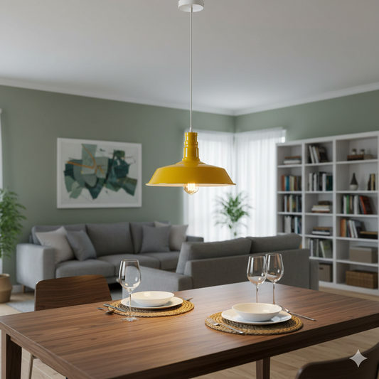 LEDSone Suspension Industrielle Jaune – Luminaire Farmhouse pour Cuisine ~1823